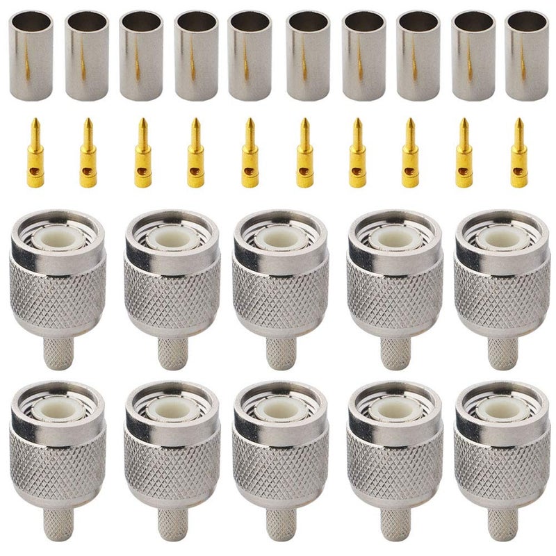 onelinkmore 10-Pack TNC Male Crimp Connectors for LMR195 RG58 RG142 RG400 Cable, 50 Ohm RF Coax Adapter Plug for GNSS GPS Survey Antenna, Trimble, RFID Reader, Extension Cable Repair - Image 5